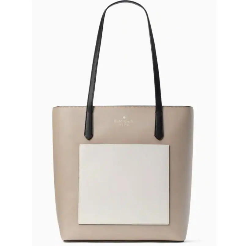 Kate Spade Daily Jana Tote Bag Colorblock Saffiano Top Zip Tote Bag Warm Beige
