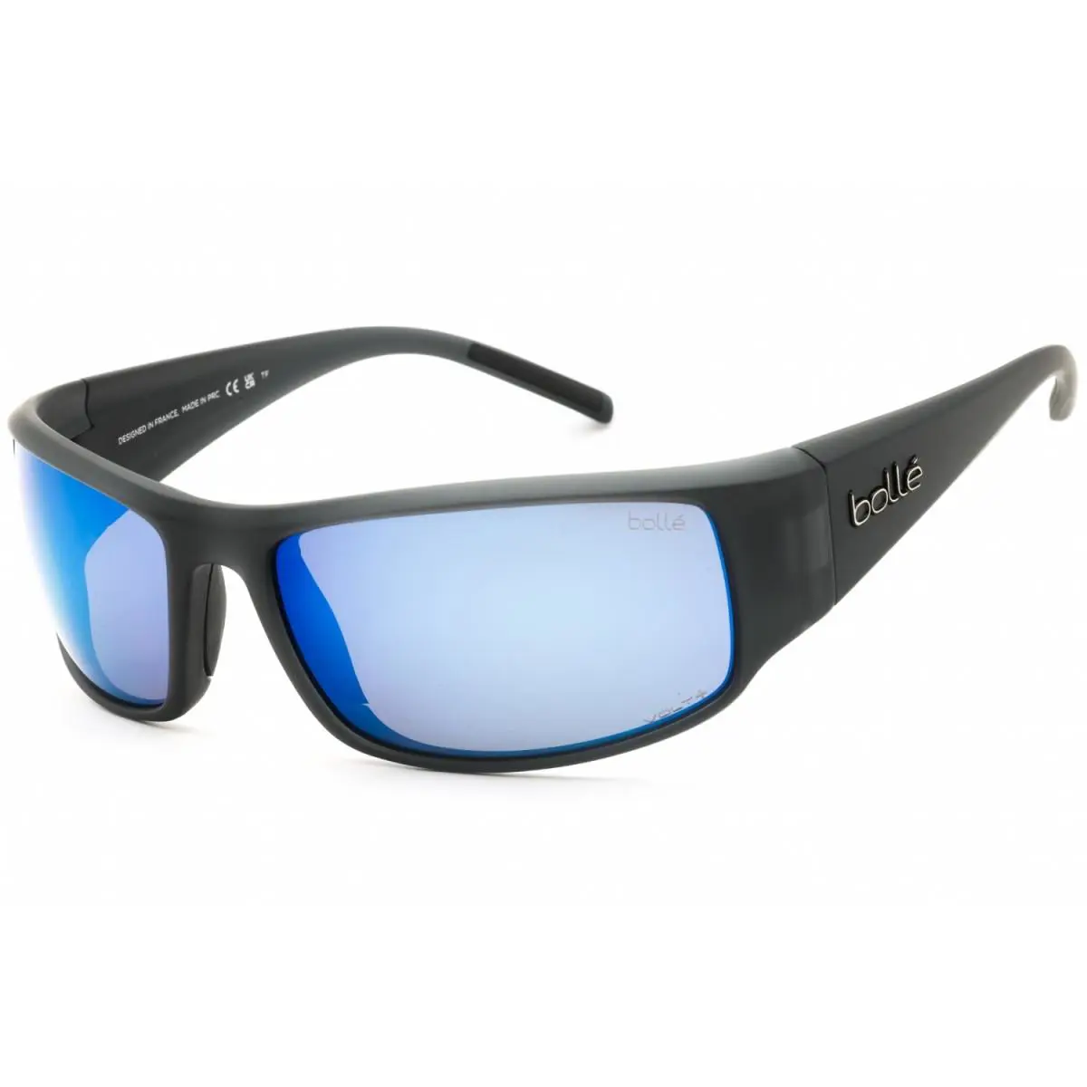 Bolle King BS026003 Sunglasses Matte Black Crystal Frame Blue Lenses 63mm