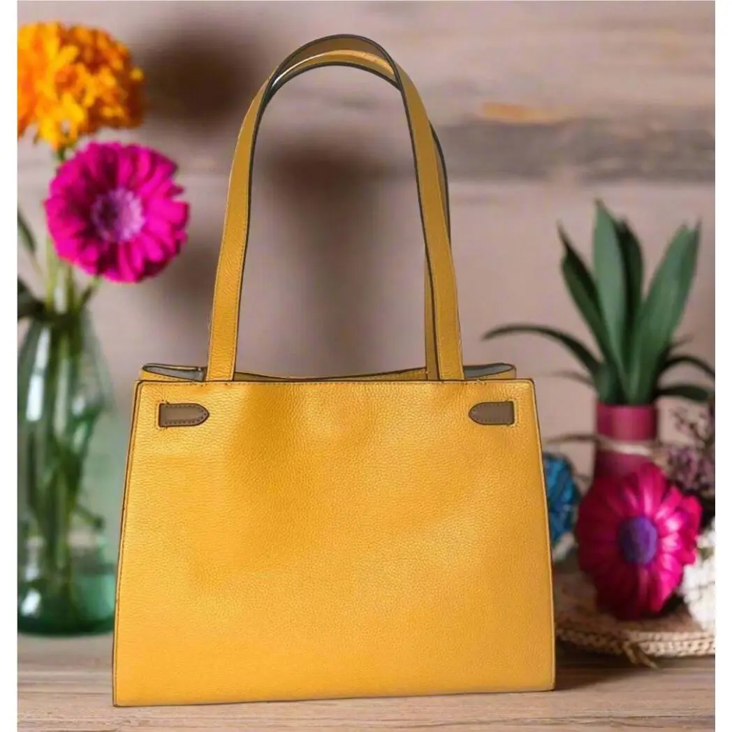 Kate Spade Lane Large Satchel Yellow Pebbled Leather Shoulder Bag