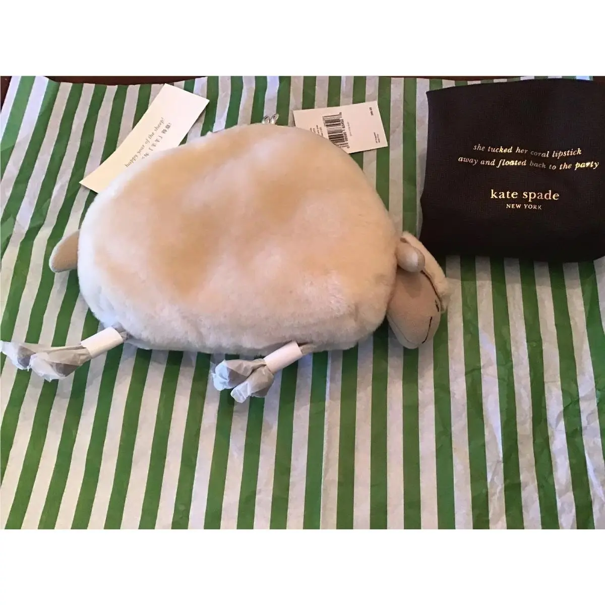 New  Rare 2015 Limited Edition Shearling Sheep Cream CLUTCH-PXRU5573 by Kate Spade