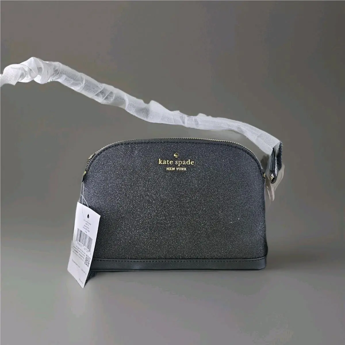 Kate Spade Black Glitter Tinsel Dome Shoulder Crossbody Handbag Rare