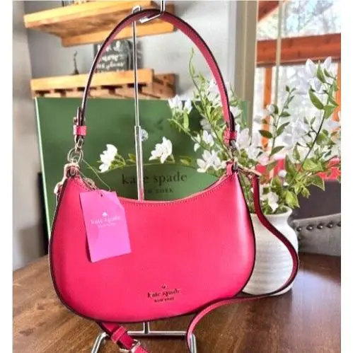 Kate Spade Staci Crossbody Saffiano Half Moon Purse - Dark Watermelon Gelato