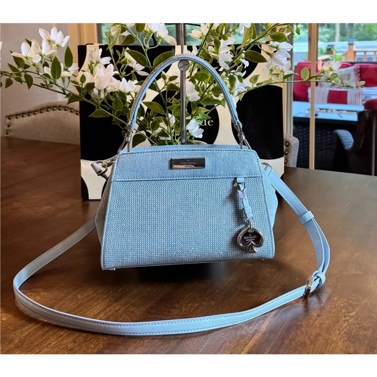 Kate Spade New York Madison Studded Denim Small Top Handle Satchel Crossbody