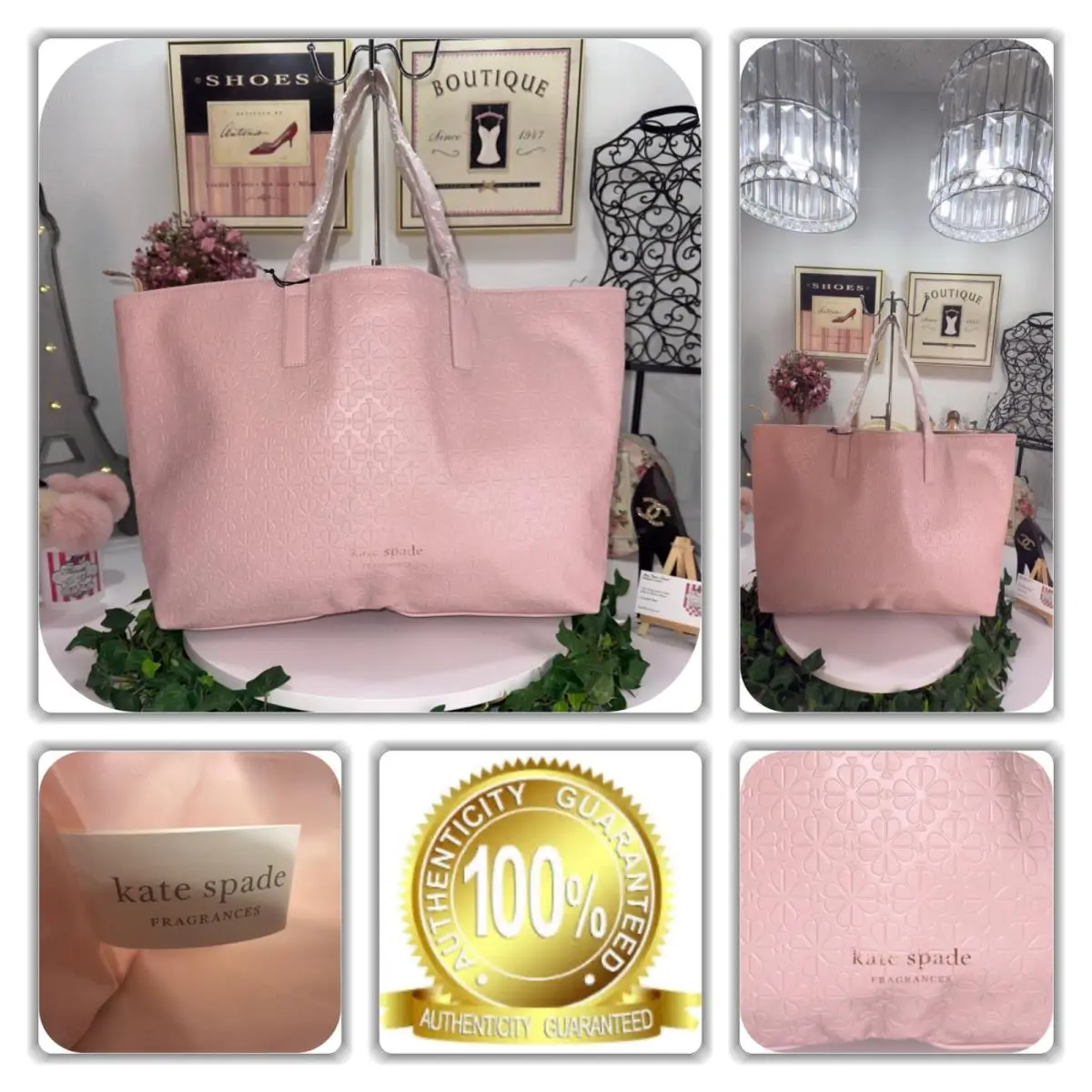 Posh Kate Spade Extra Large Floral Pink Tote Handbag
