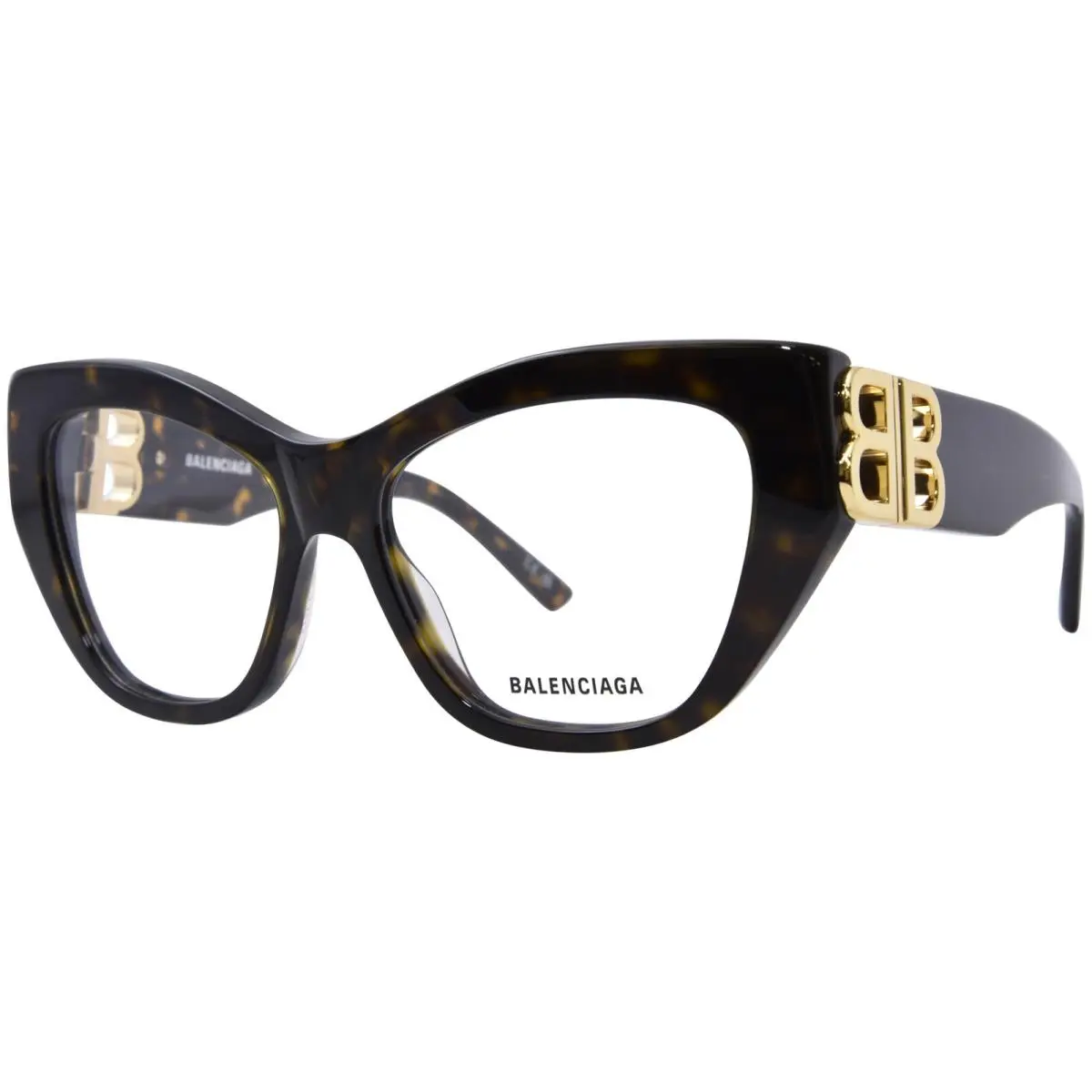 Balenciaga BB0312O 002 Eyeglasses Women`s Havana/gold Full Rim Cat Eye 53mm