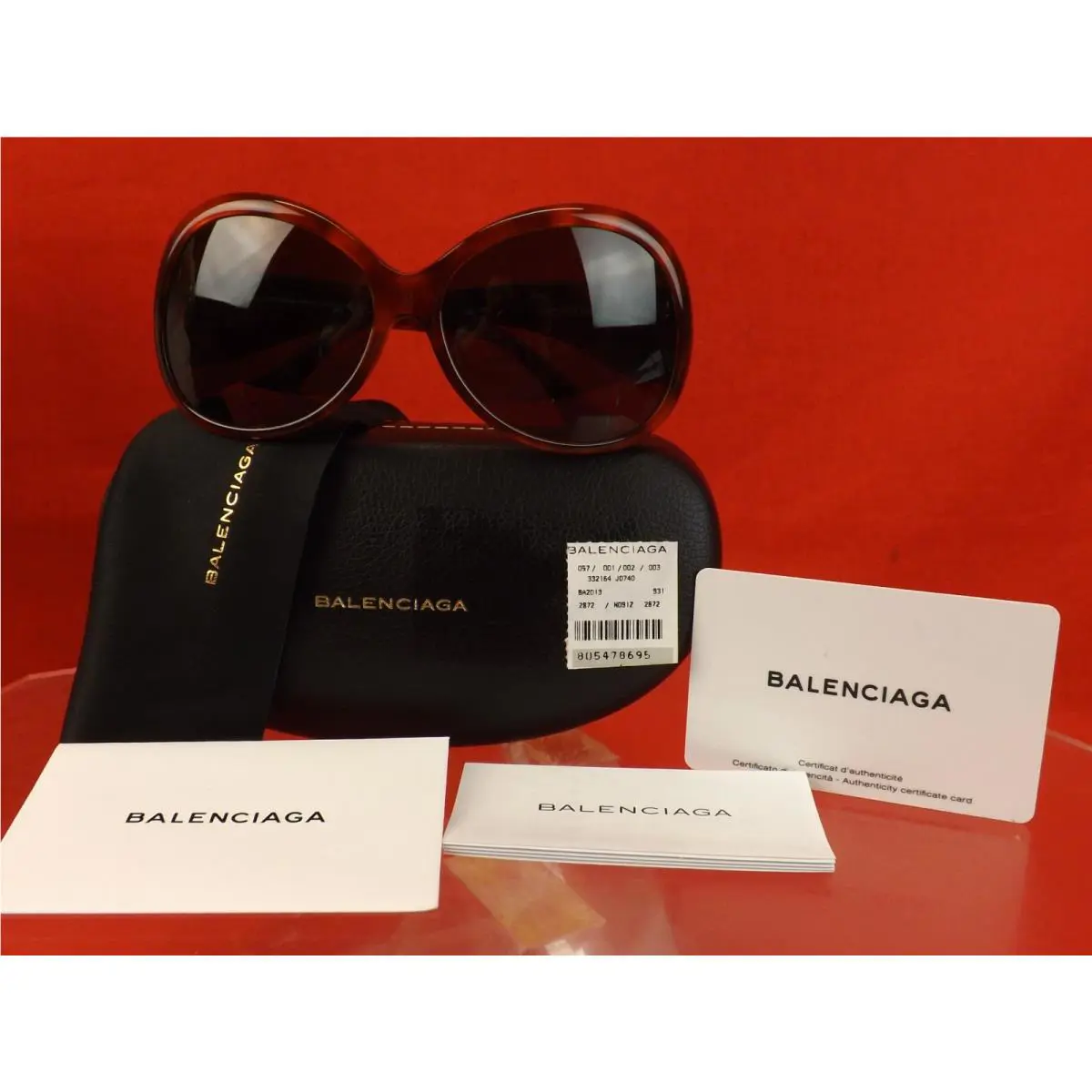 Balenciaga BA2013 53N Havana Plastic Frame Oversized Sunglasses Italy