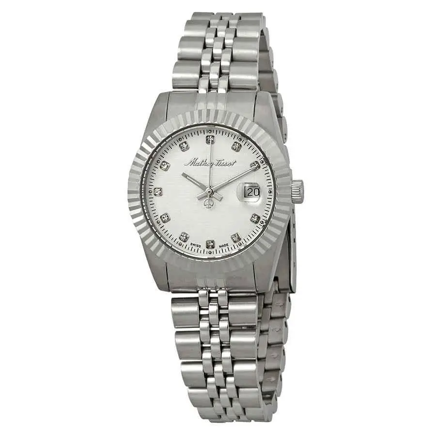 Mathey-tissot Mathey Iii Quartz Crystal Silver Dial Ladies Watch D810AI - Dial: Silver, Band: Silver-tone, Bezel: Silver-tone