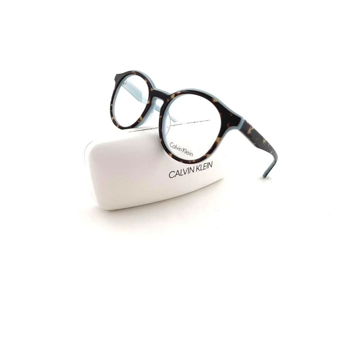 Calkin Klein Frames Tortoise Over Blue Round Eyeglasses 51 20 140 CK5932 230 - Frame: Dark Tortoise Over Blue, Manufacturer: Dark Tortoise Over Blue