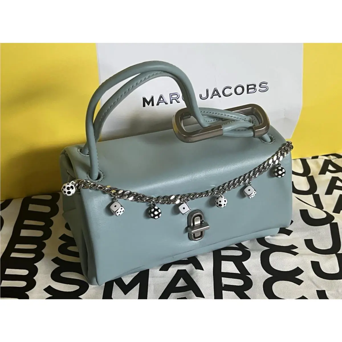 Marc Jacobs The Mini Dual Bag Sly Blue w Jacobs Adams Dice Charm Cha