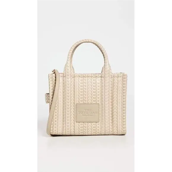 Marc Jacobs The Monogram Mini Tote Bag Khaki Leather Crossbody