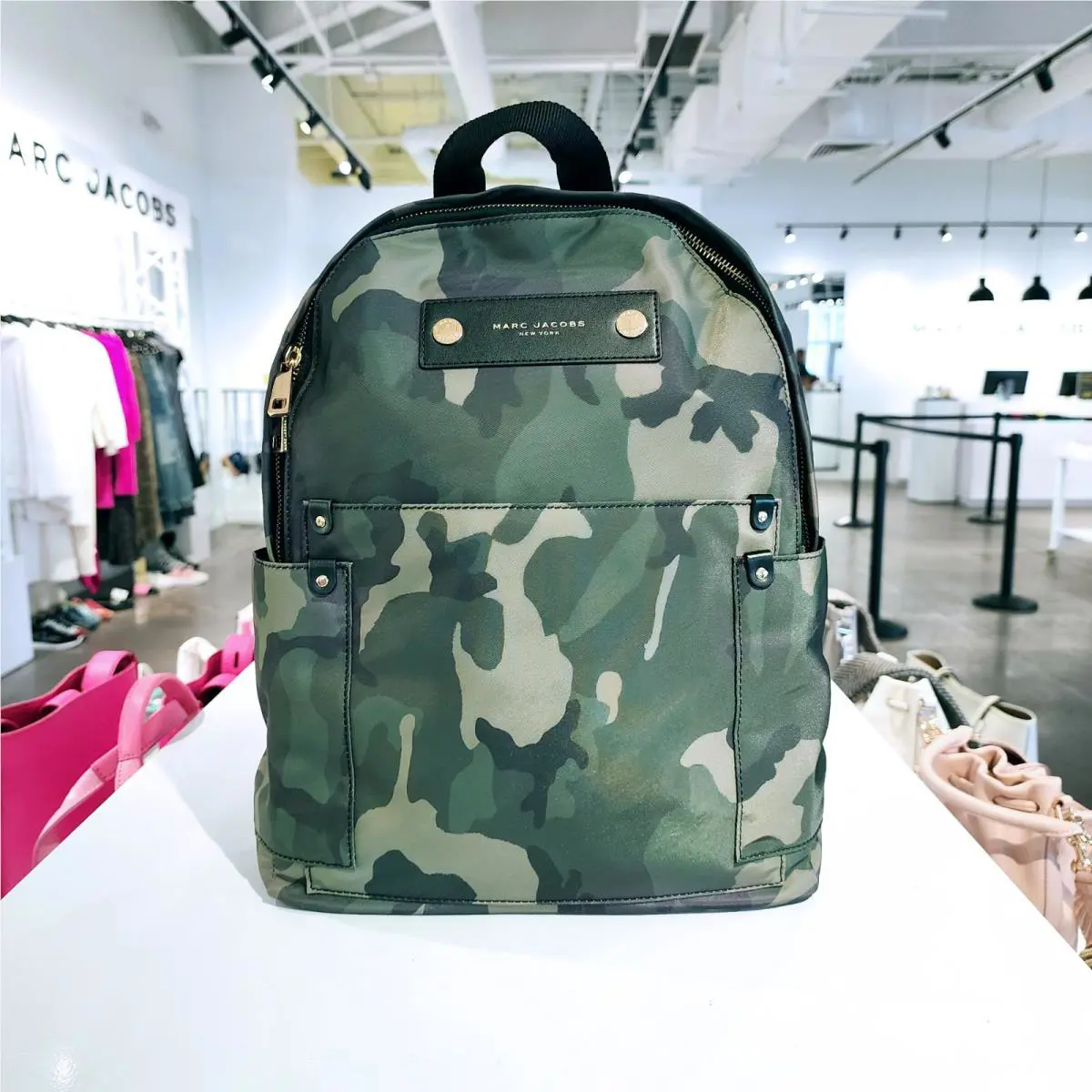 Marc Jacobs Green Camo Camouflage Nylon Backpack
