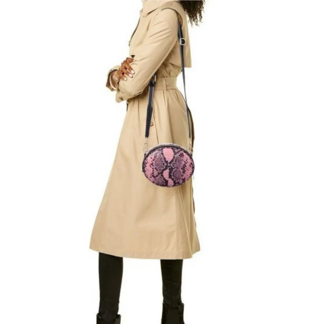 Marc Jacobs Snake Embossed Leather Oval Crossbody Bag - Dusty Rose/multi