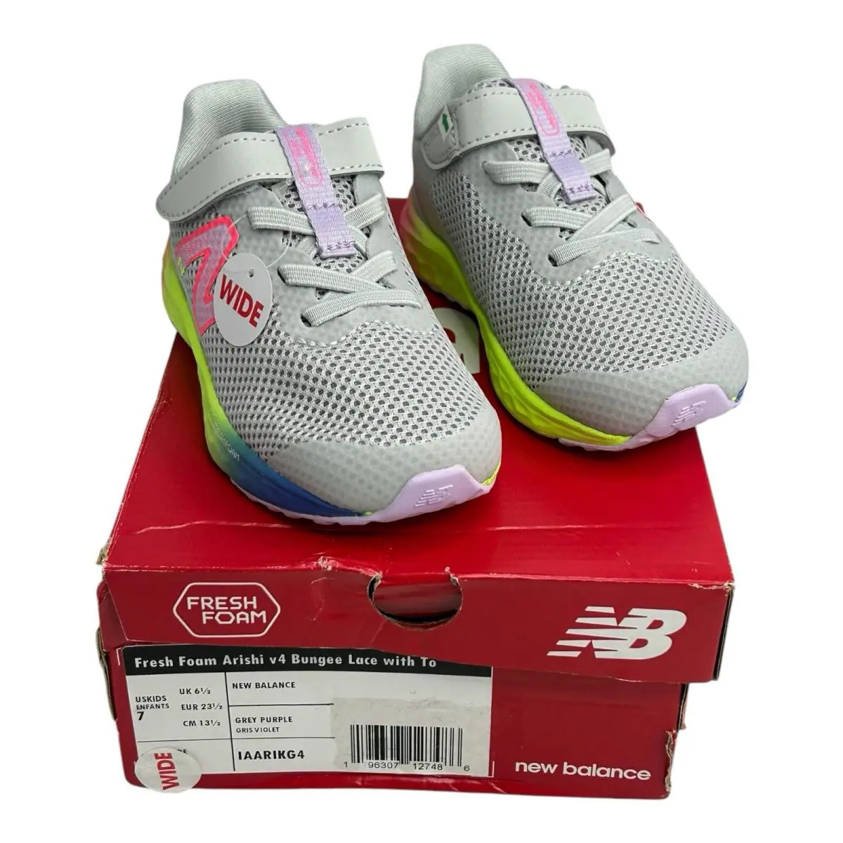 Kids Fashion Sneakers New Balance Fresh Foam Arishi V4 Sneaker Infant Size 7 - Grey/Multicolor