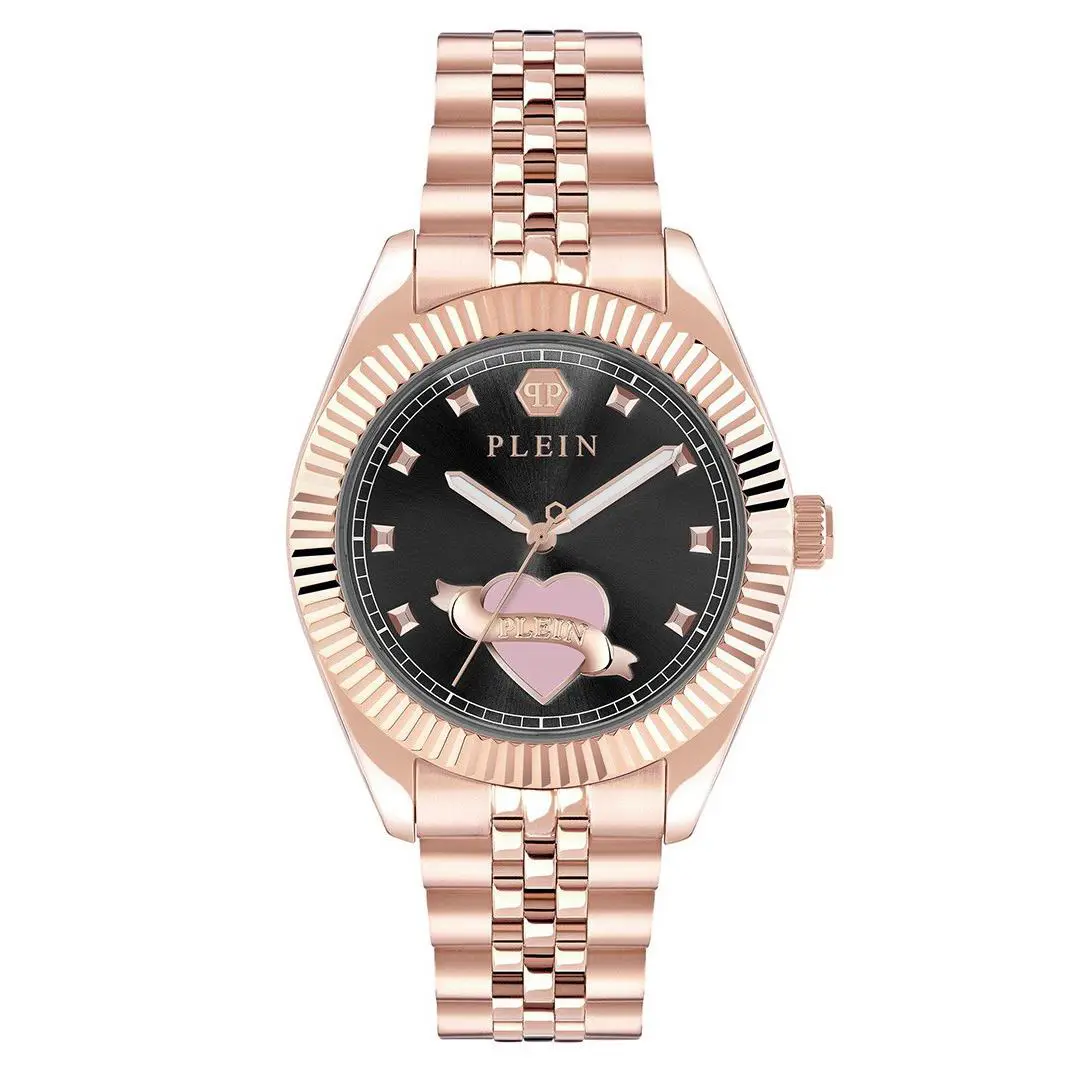 Philipp Plein Rose Gold Tone Black Dial Women`s Watch Valentine PW2BA1025