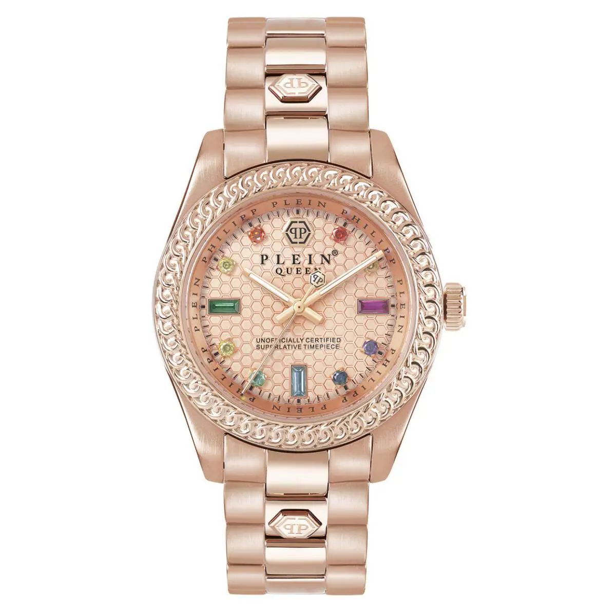 Philipp Plein PWDAA0821 Rose Gold Tone Pink Dial Date Indicator Women`s Watch