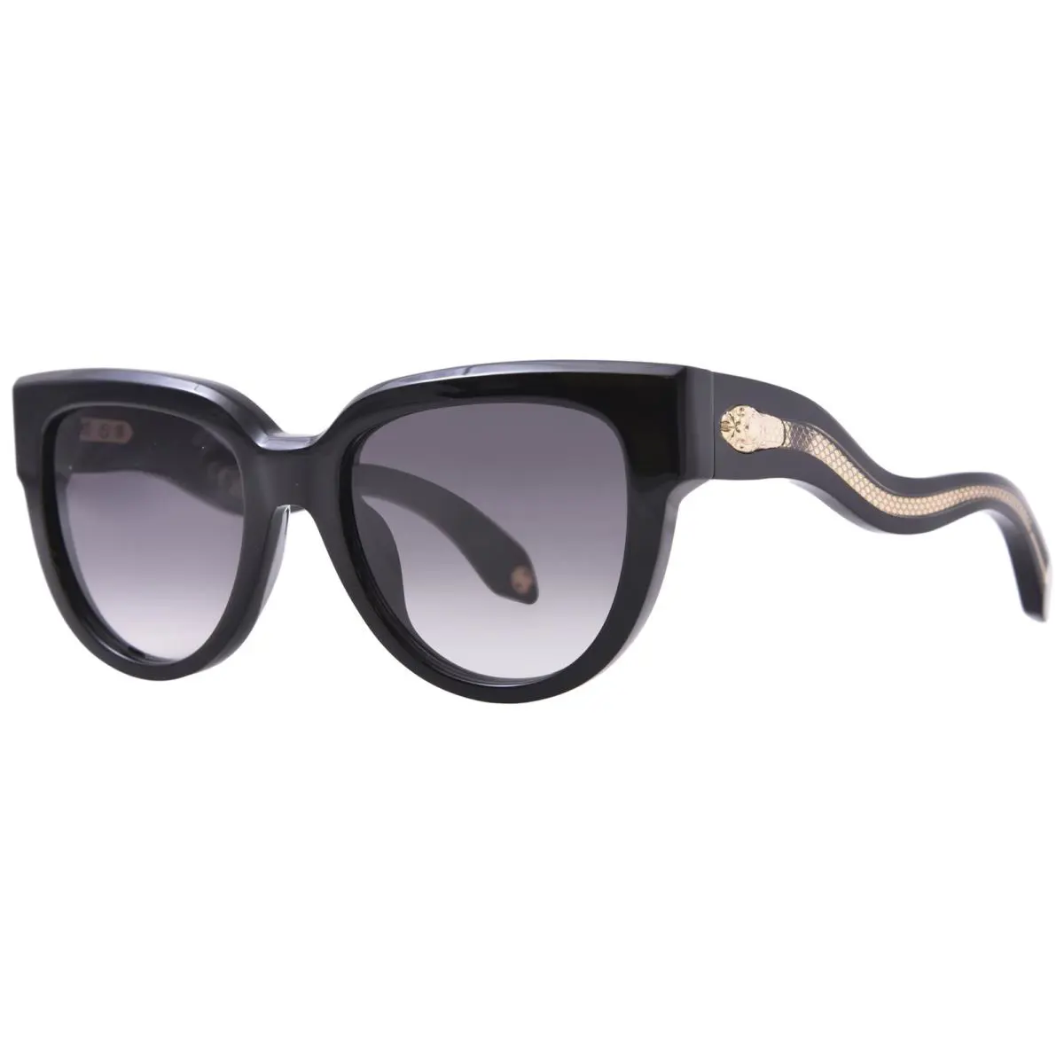 Roberto Cavalli SRC054 0700 Sunglasses Women`s Black/smoke Gradient Cat Eye 53mm