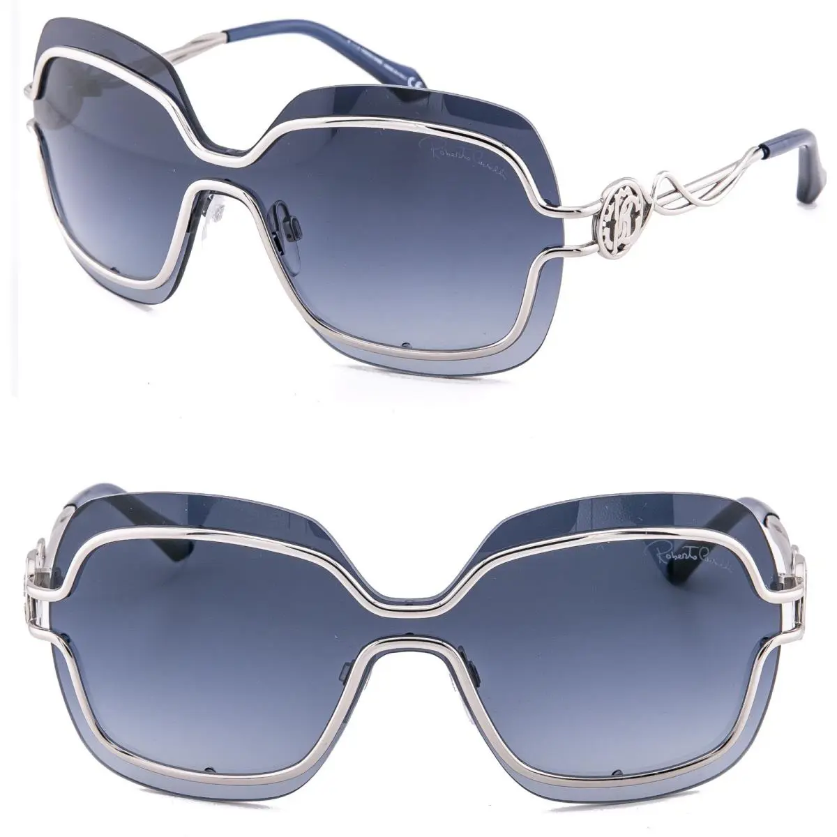 Roberto Cavalli 1066 Giuncugnano RC1066S Silver Blue Gradient Metal Sunglasses