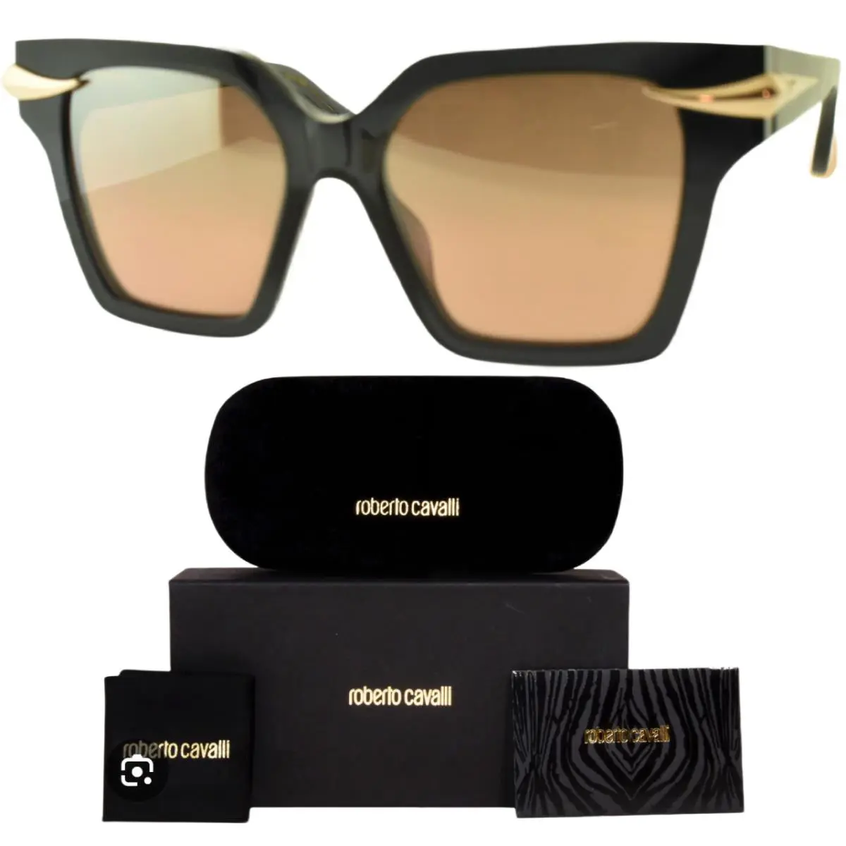 Roberto Cavalli SRC002 705X 54-18-140 Black Square Full Rim Sunglasses