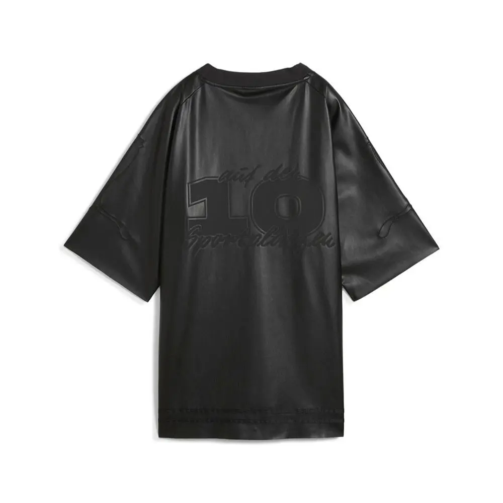 Puma clothing - PUMA Special Items Pleather V Neck Long Sleeve Replica Jersey - 62994101 - Black 0