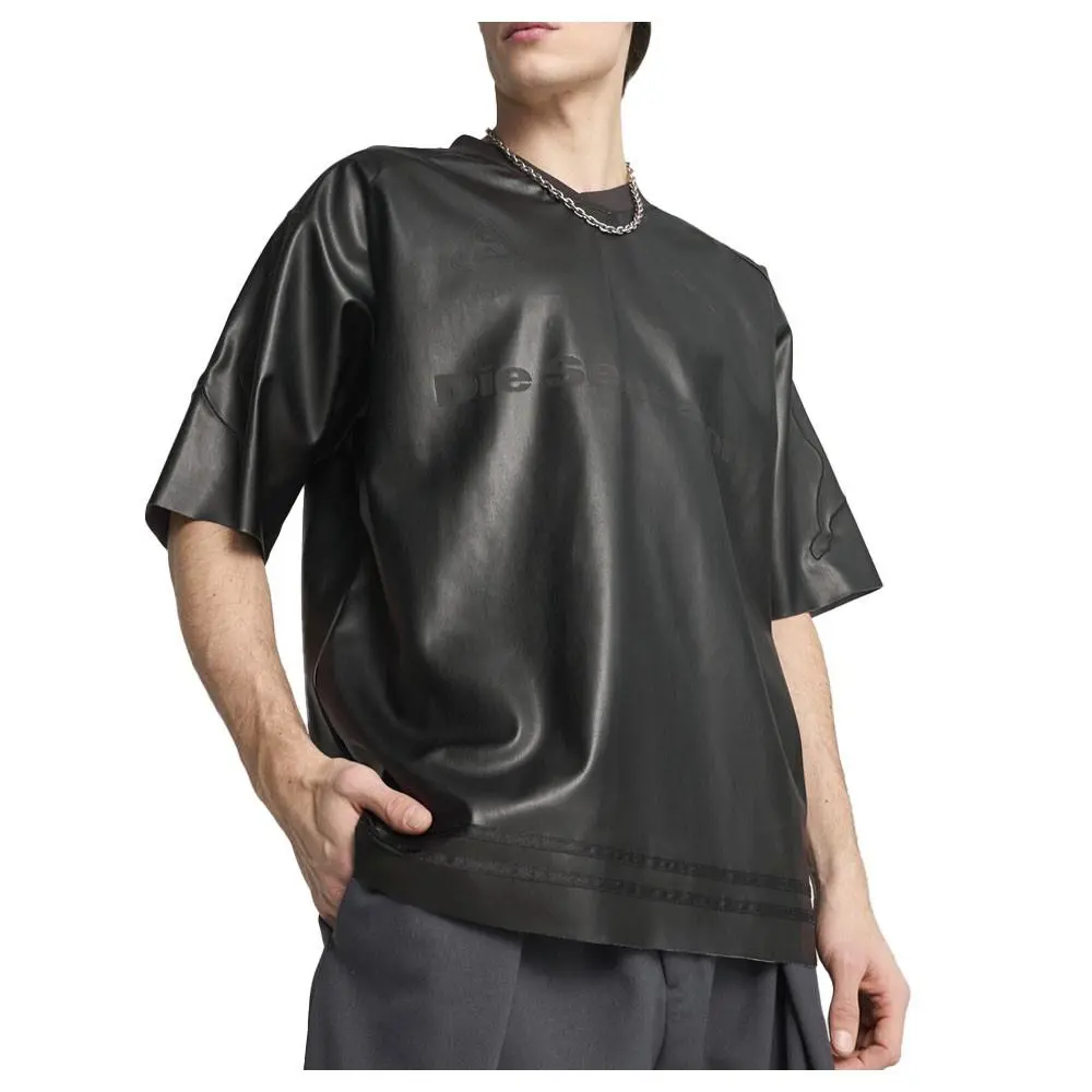 Puma clothing - PUMA Special Items Pleather V Neck Long Sleeve Replica Jersey - 62994101 - Black 1