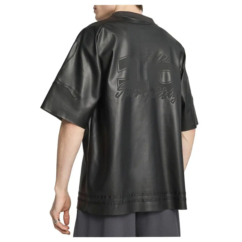 Puma clothing - PUMA Special Items Pleather V Neck Long Sleeve Replica Jersey - 62994101 - Black 2