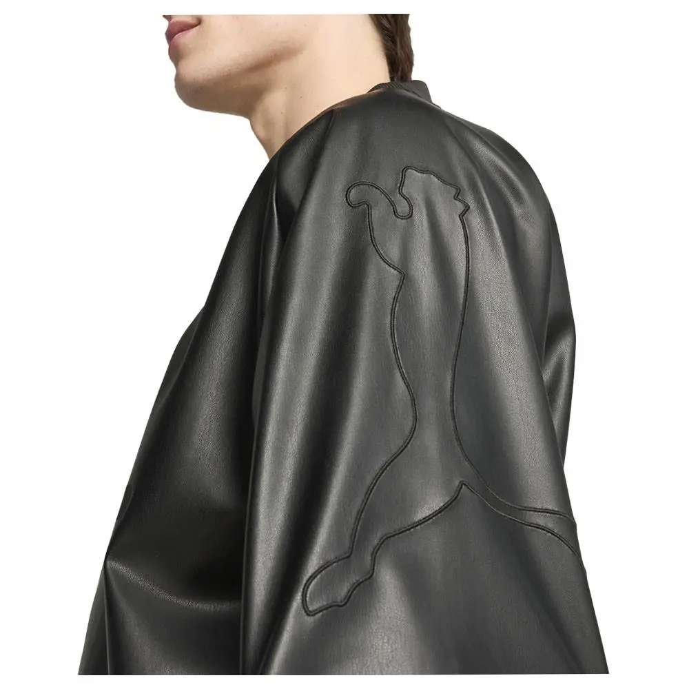 Puma clothing - PUMA Special Items Pleather V Neck Long Sleeve Replica Jersey - 62994101 - Black 3