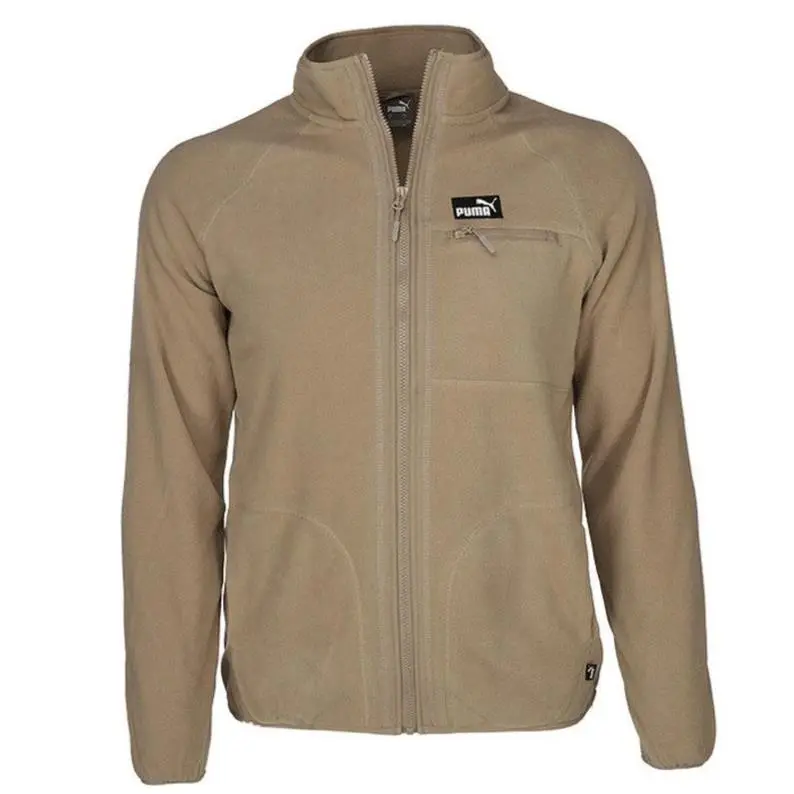 Polar Fleece Jacket Mens Large Brown Full Zip Raglan Sleeve Soft Warm by Puma