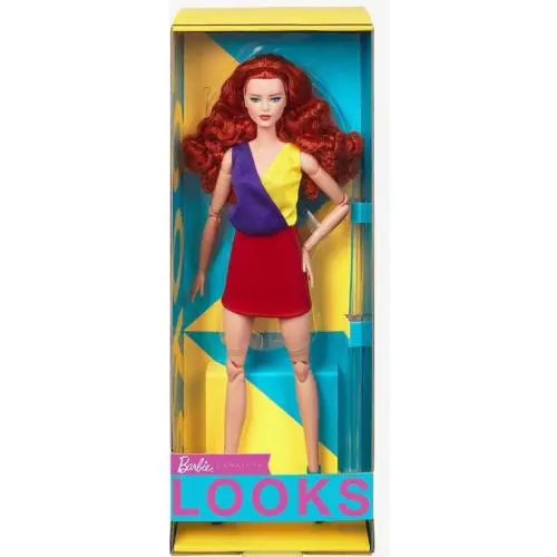 Barbie Looks Red Dark Curly 13 Articulated Posable Fashion For Hybrid Diorama