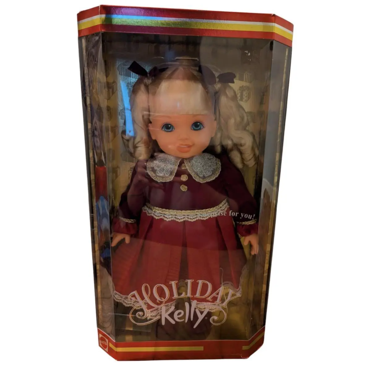 Barbie Holiday Kelly Blonde Hair 16 Doll In Beautiful Festive Dress Mattel 2000