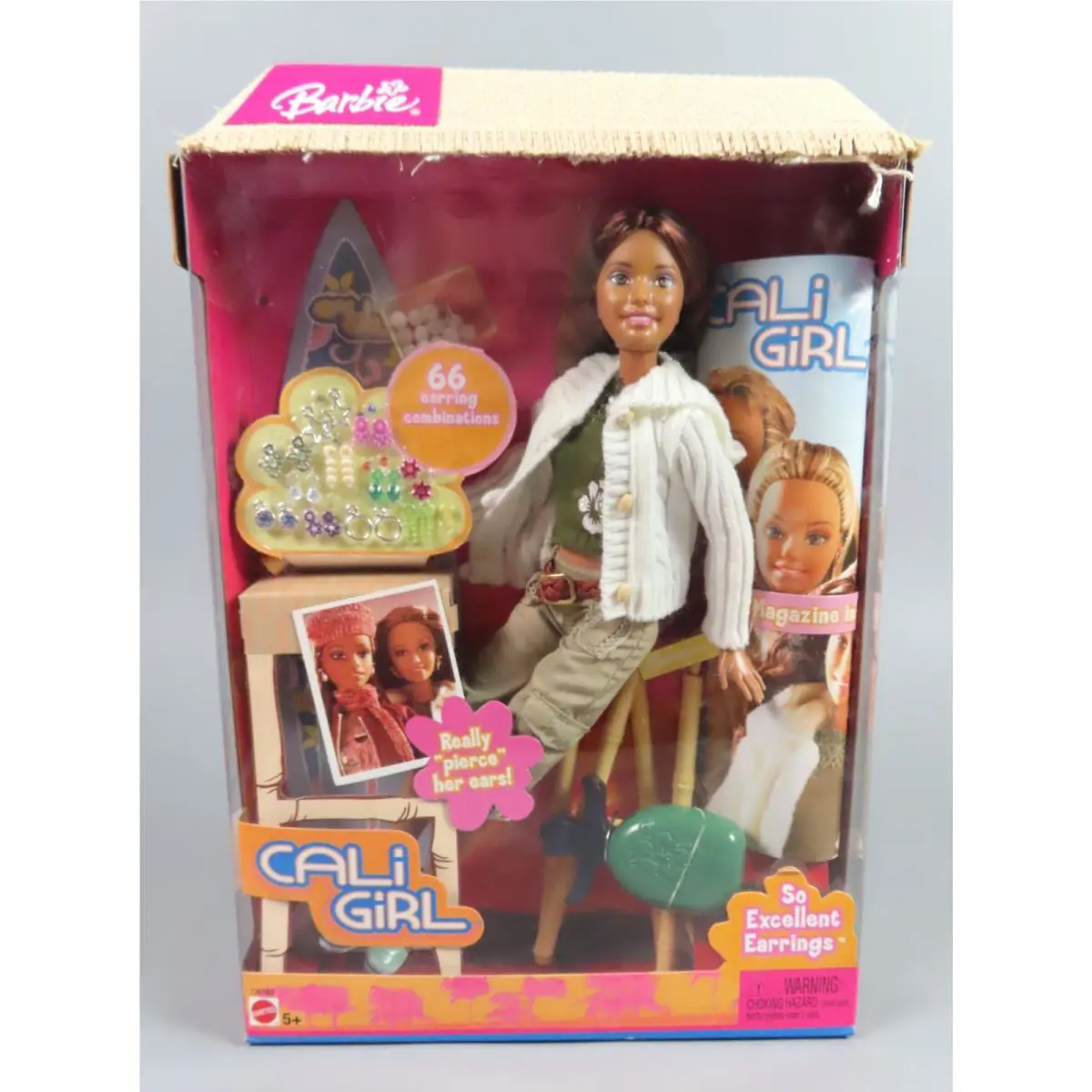 Mattel 2004 Cali Girl So Excellent Earrings Barbie C6789 Nrfb