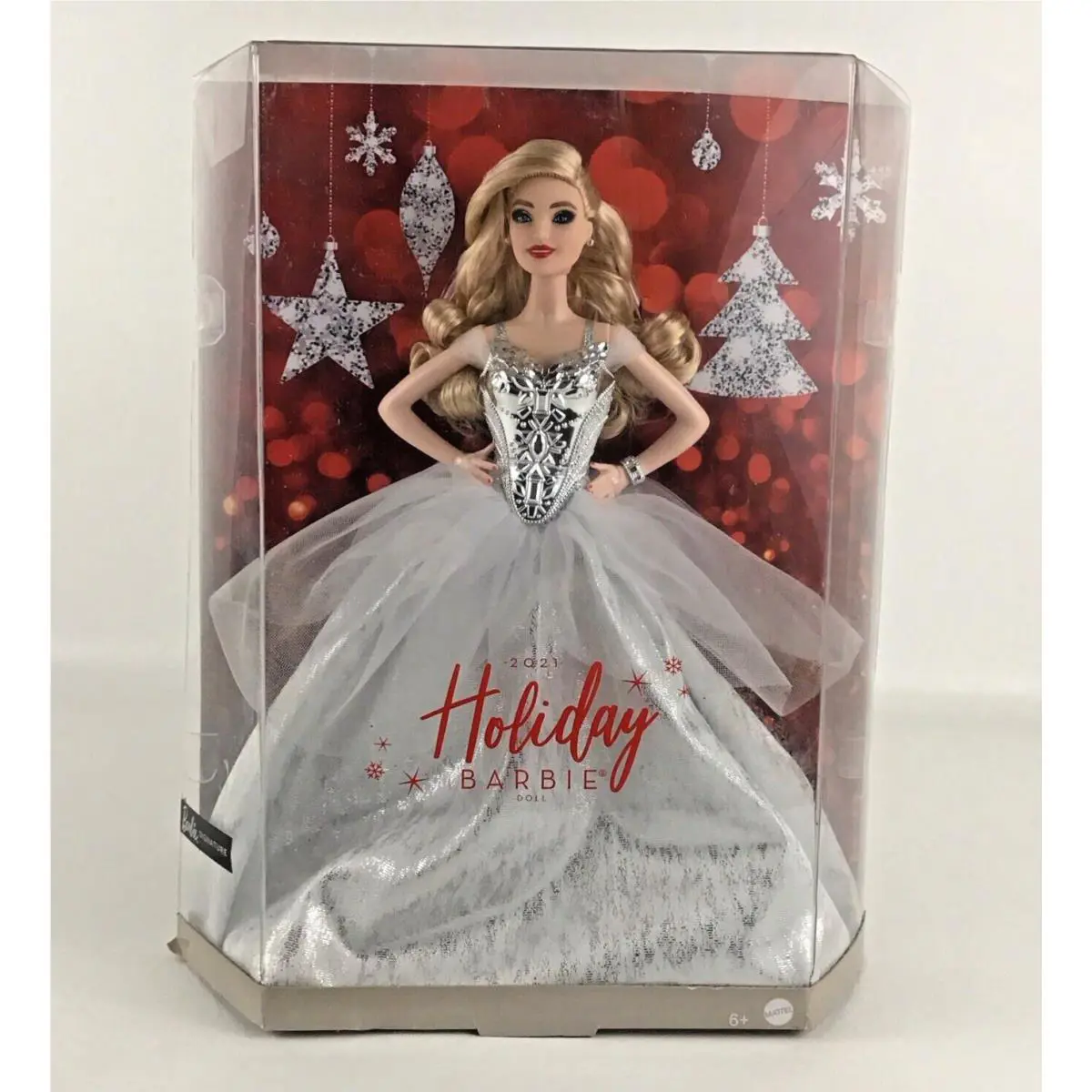 Barbie Signature 2021 Holiday Barbie Fashion Doll White Silver Gown Mattel