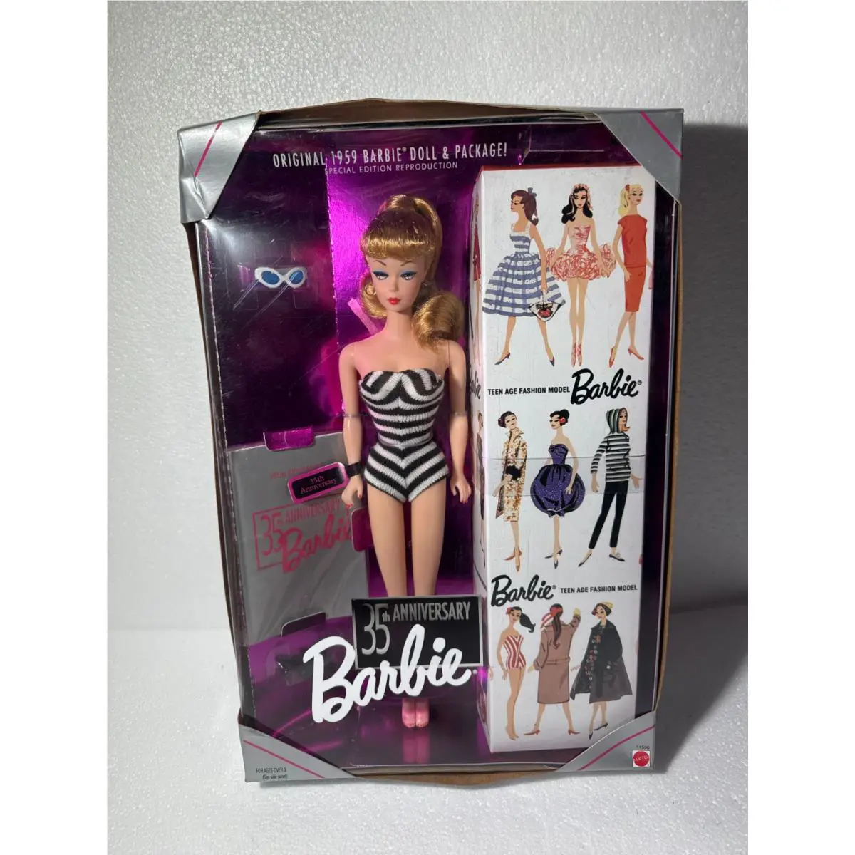 35th Anniversary Barbie 1959 Reproduction Zebra Swimsuit Mattel 1993