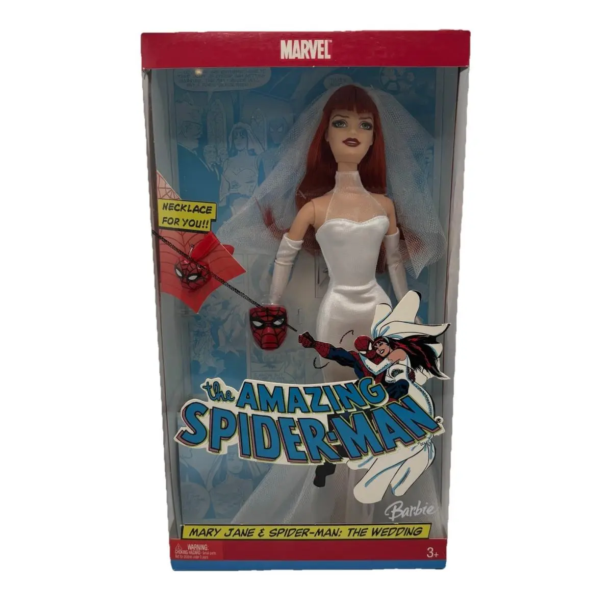 2005 The Amazing Spider-man Mary Jane: The Wedding Barbie Doll J0870 - Doll Hair: Red