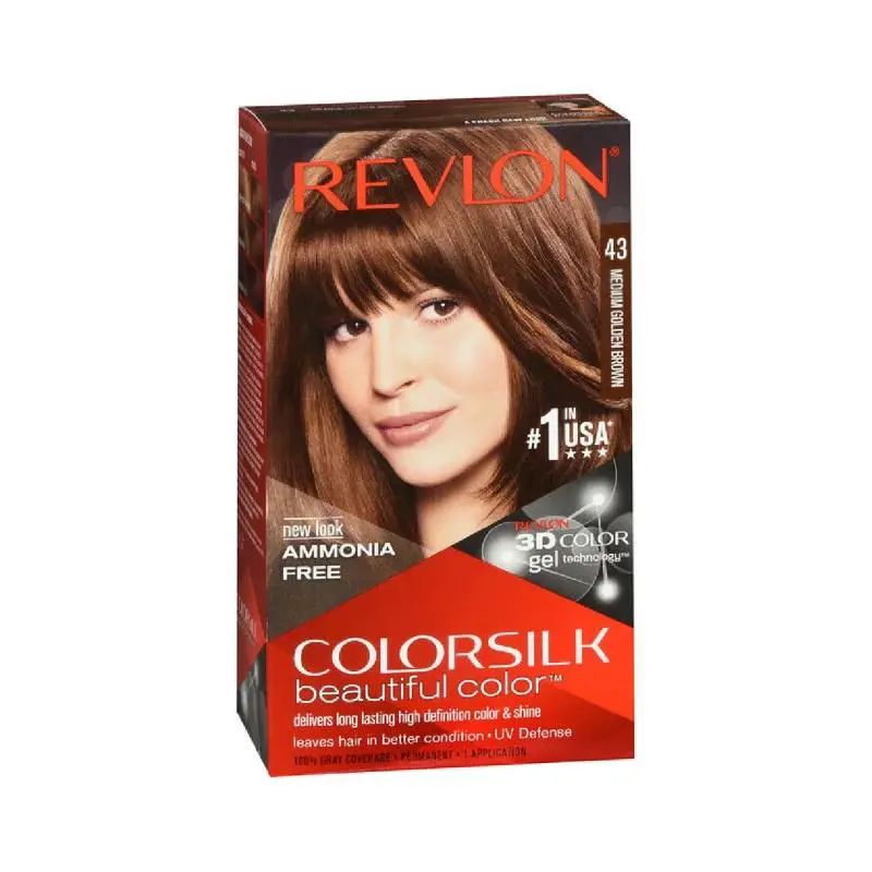 12x Revlon Hair Color Medium Golden Brown Ammonia Free Colorsilk 43 80ct