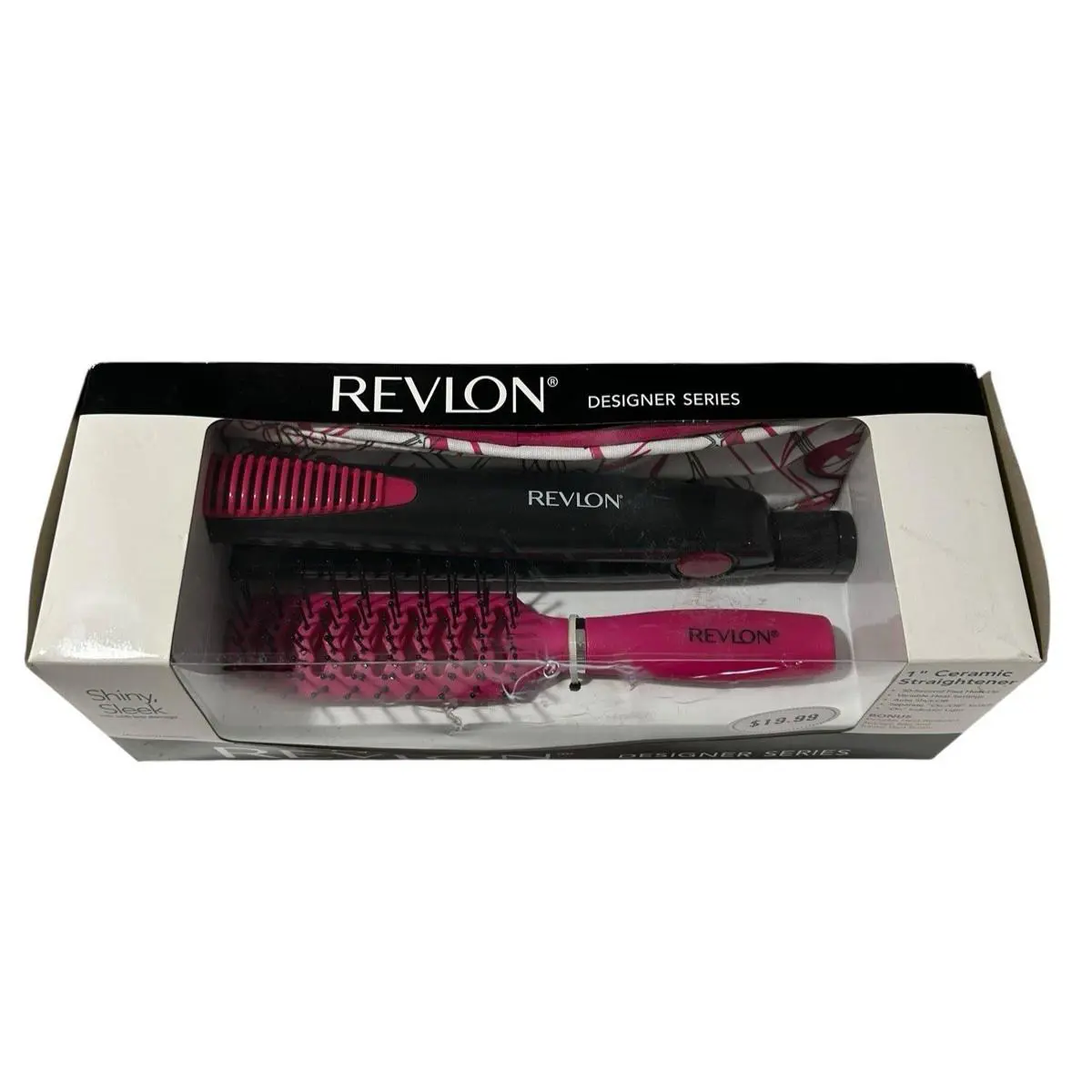 Revlon 1” Ceramic Straightener and Brush 2010 Hot Pink Desiner Series