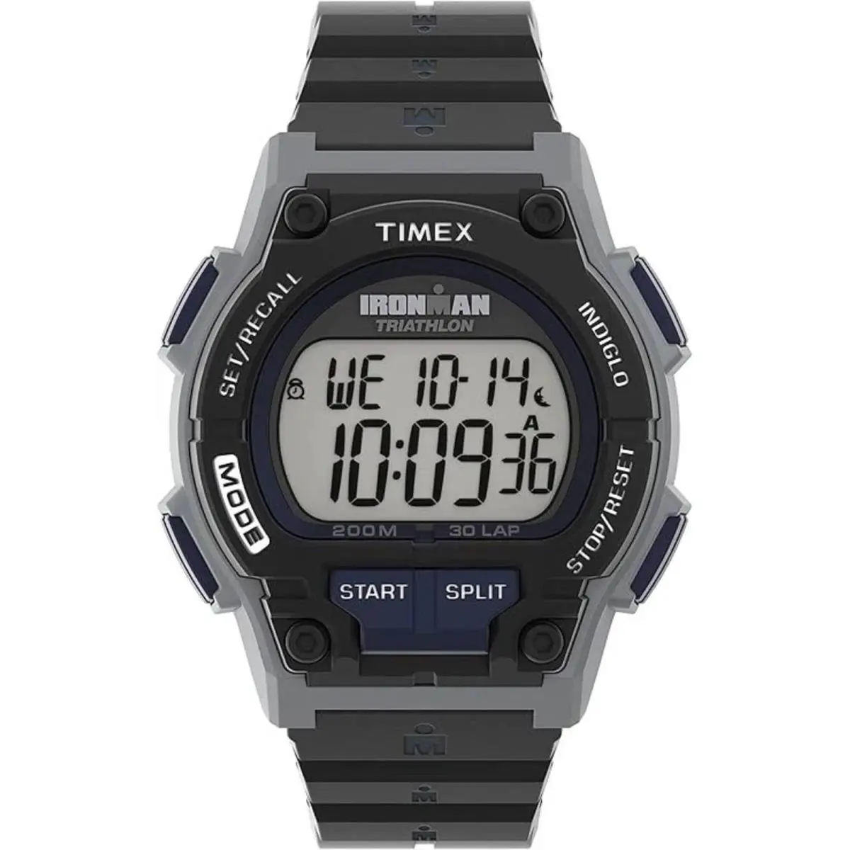 Timex Men`s Digital Watch Ironman Triathlon Grey Dial Black Strap TW5M503009J - Dial: Grey, Band: Black
