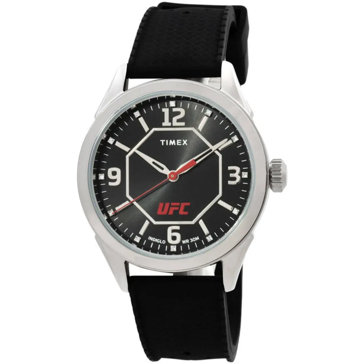 Men`s Watch Ufc Street Quartz Silver Case Black Silicone Strap TW2V56100JT by Timex