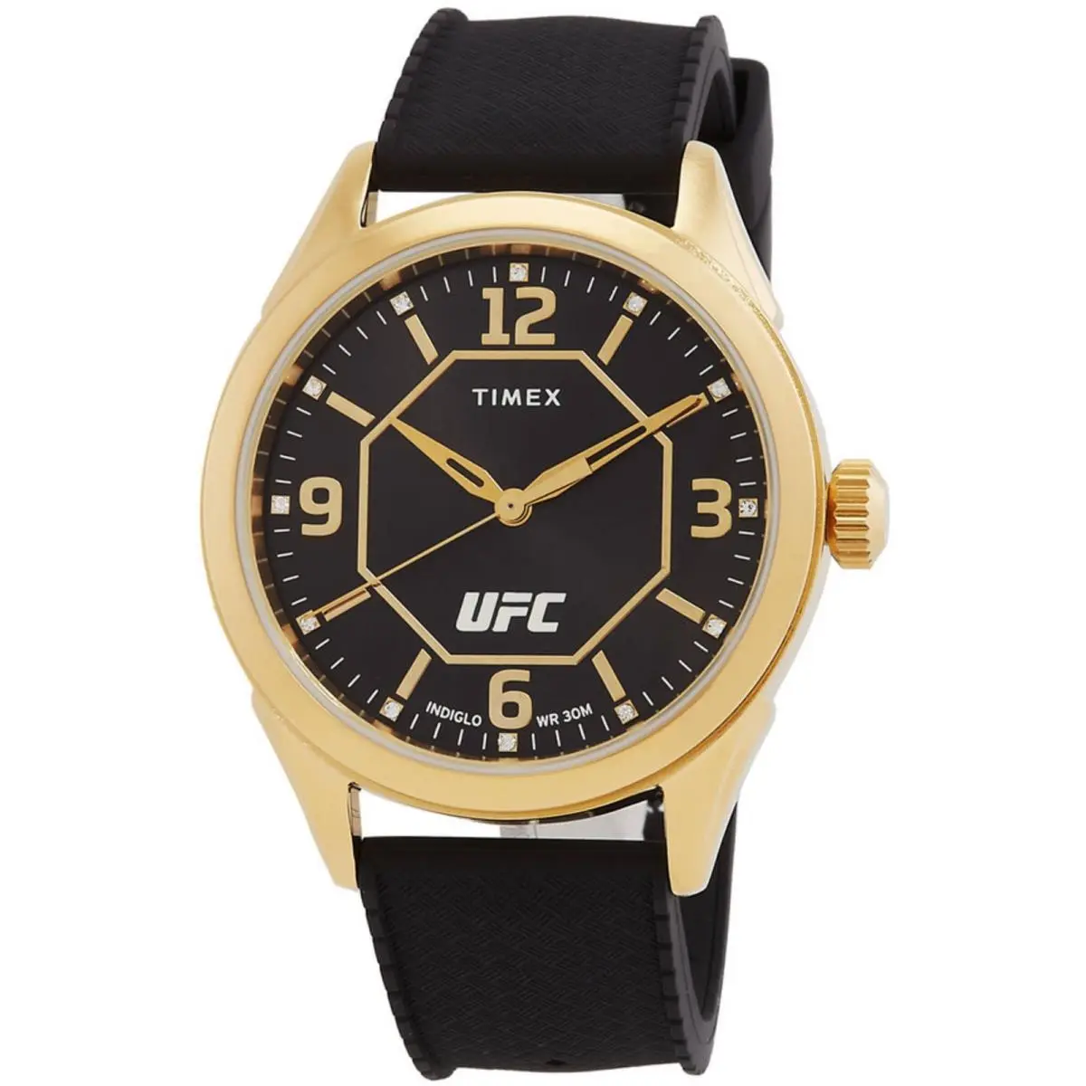 Timex Men`s Watch Ufc Street Gold Tone Case Black Silicone Strap TW2V56000JT