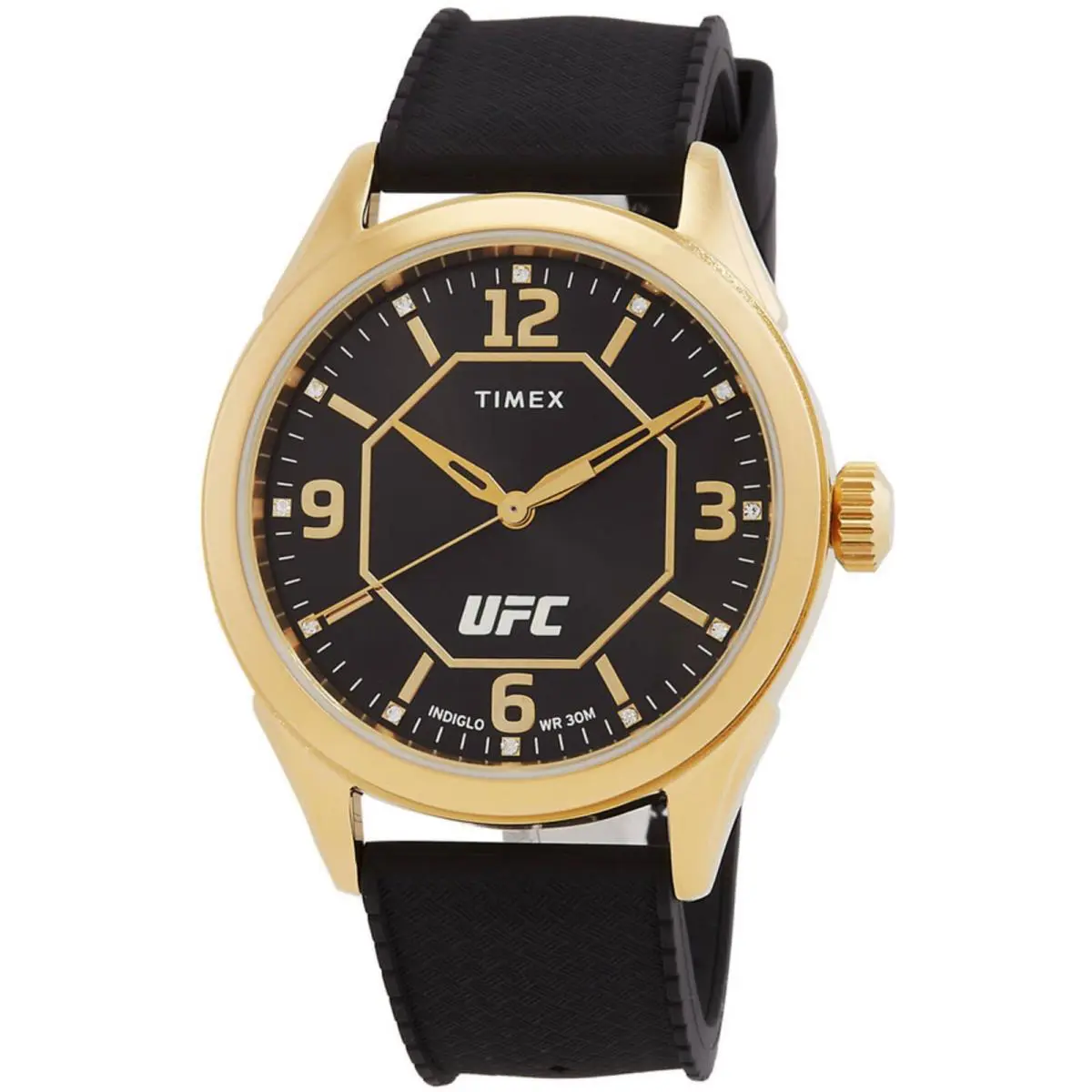 Men`s Watch Ufc Street Gold Tone Case Black Silicone Strap TW2V56000JT by Timex