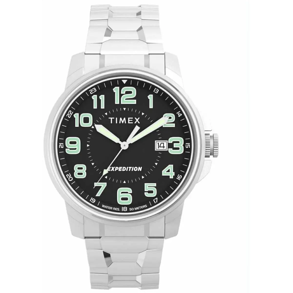 Timex Men`s Watch Expedition Field Black Dial Silver Tone Bracelet TW4B313009J - Dial: Black, Band: Silver