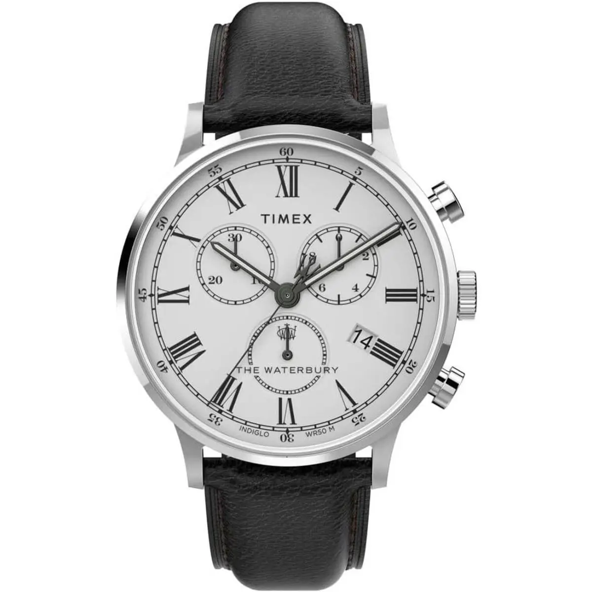 Timex Men`s Waterbury Classic 40Mm Watch TW2U88100VQ - Black/White/Stainless Steel/Chrono