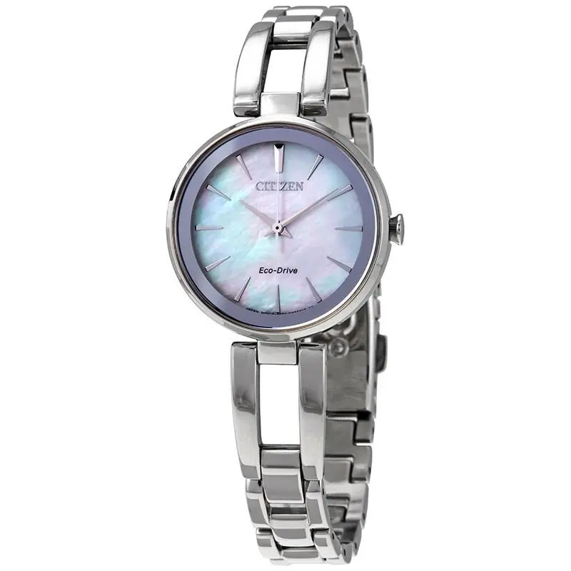 Citizen EM0630-51D Axiom Mother OF Pearl Silver Dial Bracelet 28MM Women Watch - Dial: Mother of Pearl, Band: Silver, Bezel: Silver