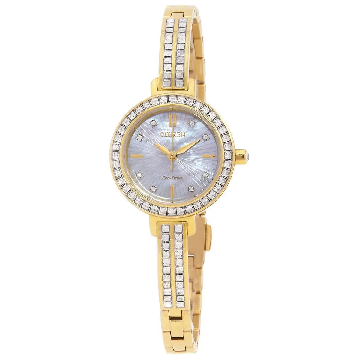 Citizen Silhouette Crystal Eco-drive Ladies Watch EM0862-56D - White, Dial: White, Band: Gold