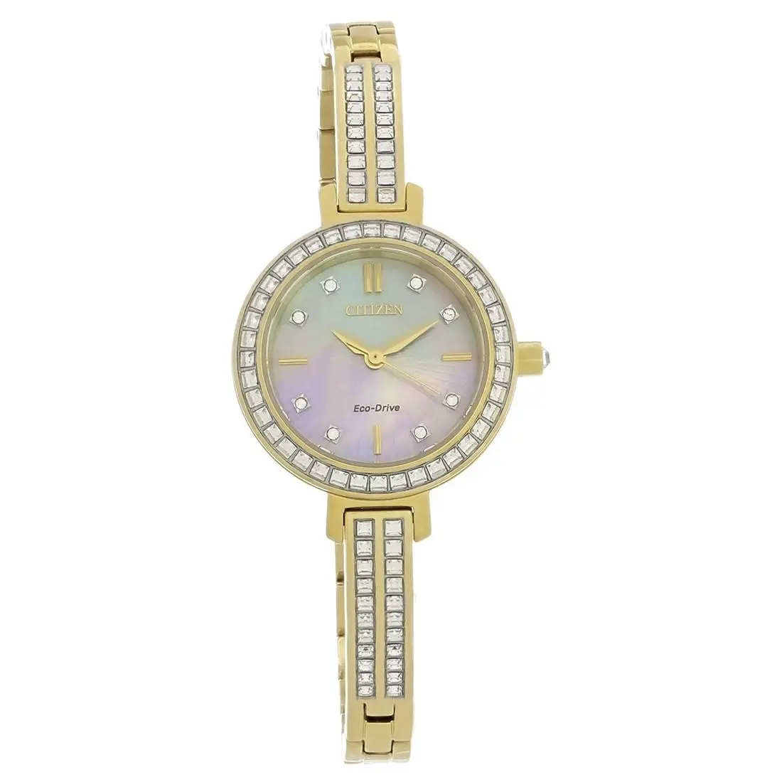 Citizen Silhouette Gold Pvd Women`s Eco-drive Watch EM0862-56D - Face: Mother of Pearl, Dial: Mother of Pearl, Band: Gold