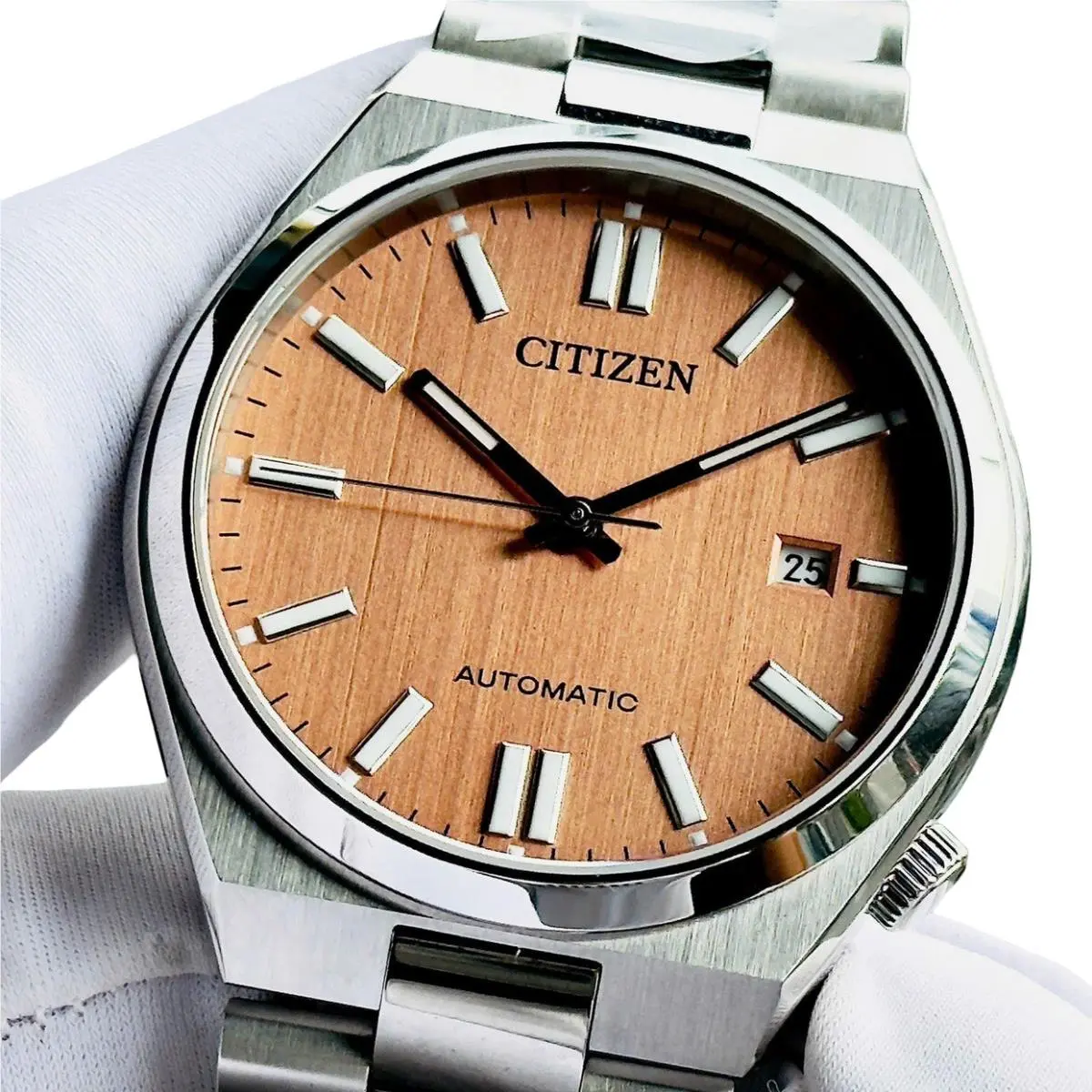 Citizen Tsuyosa Automatic Sapphire Beige Dial NJ0159-86Z Men`s Watch - Dial: Beige, Band: Silver, Bezel: Silver