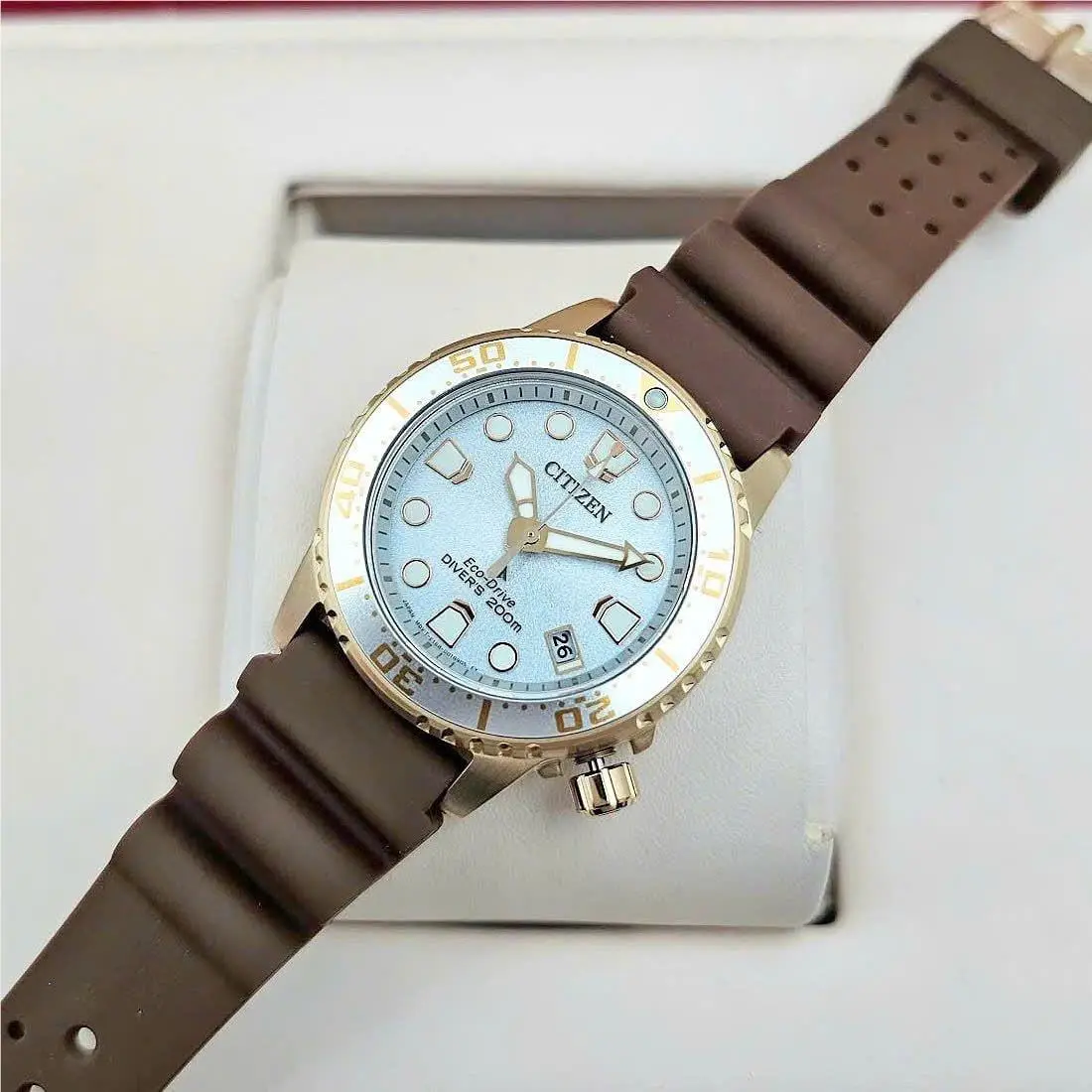 Citizen Eco-drive Rose Gold Silver Dial EO2022-02A Promaster Diver Women`s Watch
