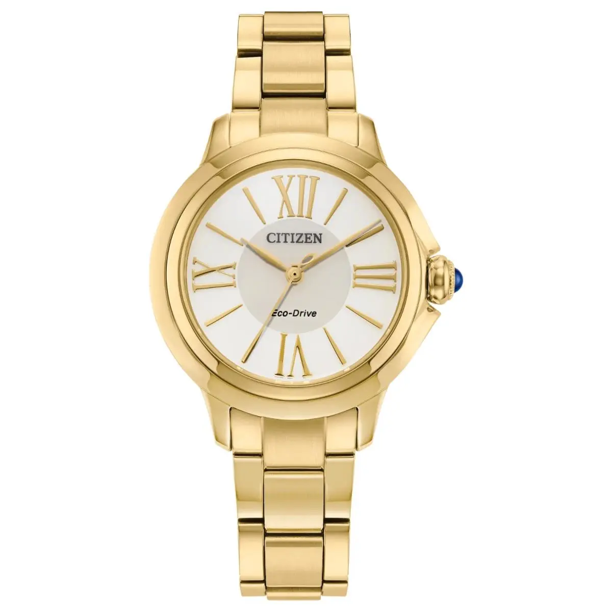Citizen L Ceci White Dial Gold Tone Stainless Steel Women`s Bracelet EM1162-52A - Dial: White, Band: Gold, Bezel: Gold