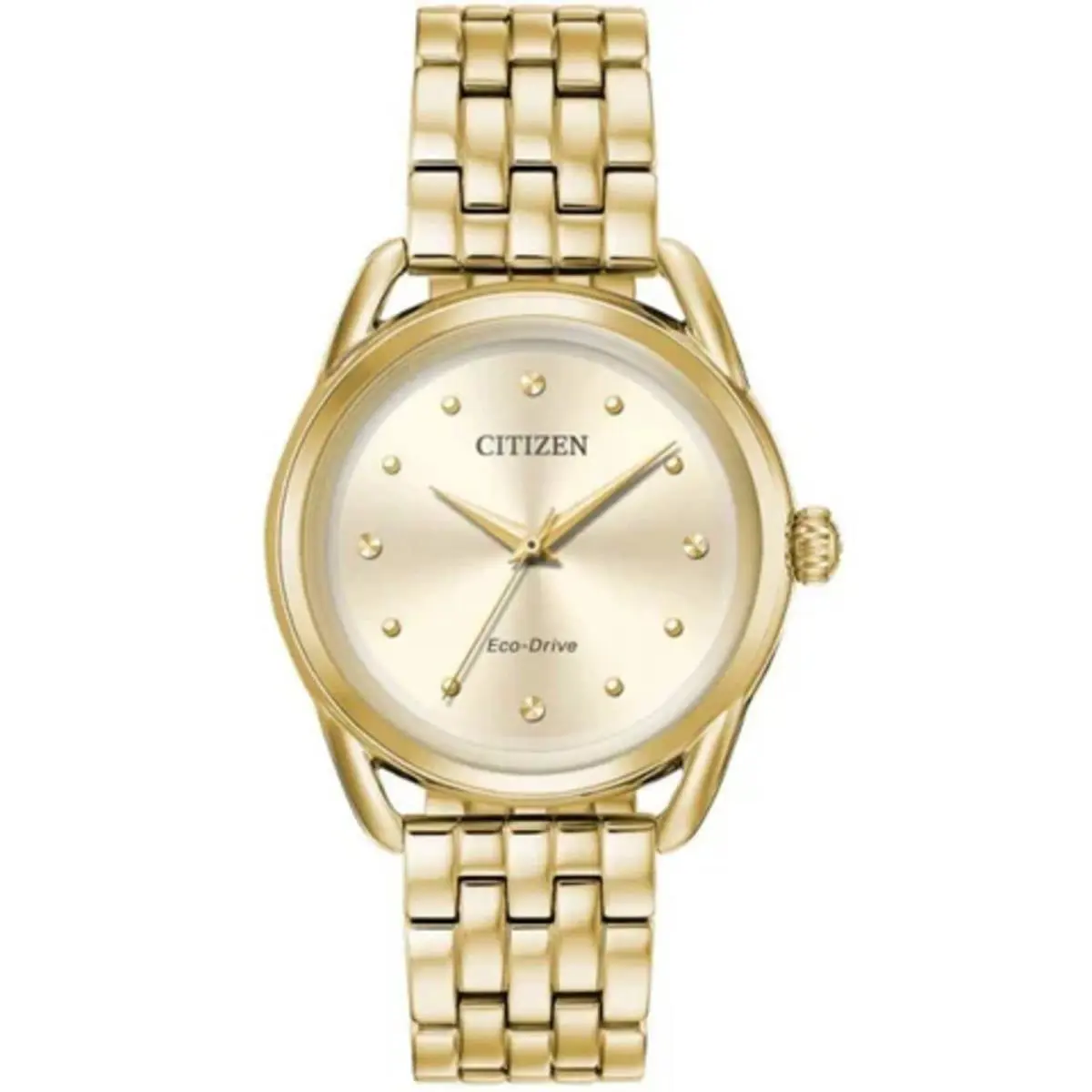 Citizen Women`s Watch Eco-drive Champagne Dial Yellow Gold Bracelet FE7098-53P