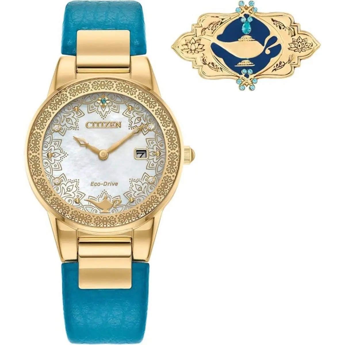 Women`s Watch Disney Princess Eco-drive Blue Leather Strap GA1072-07D by Citizen