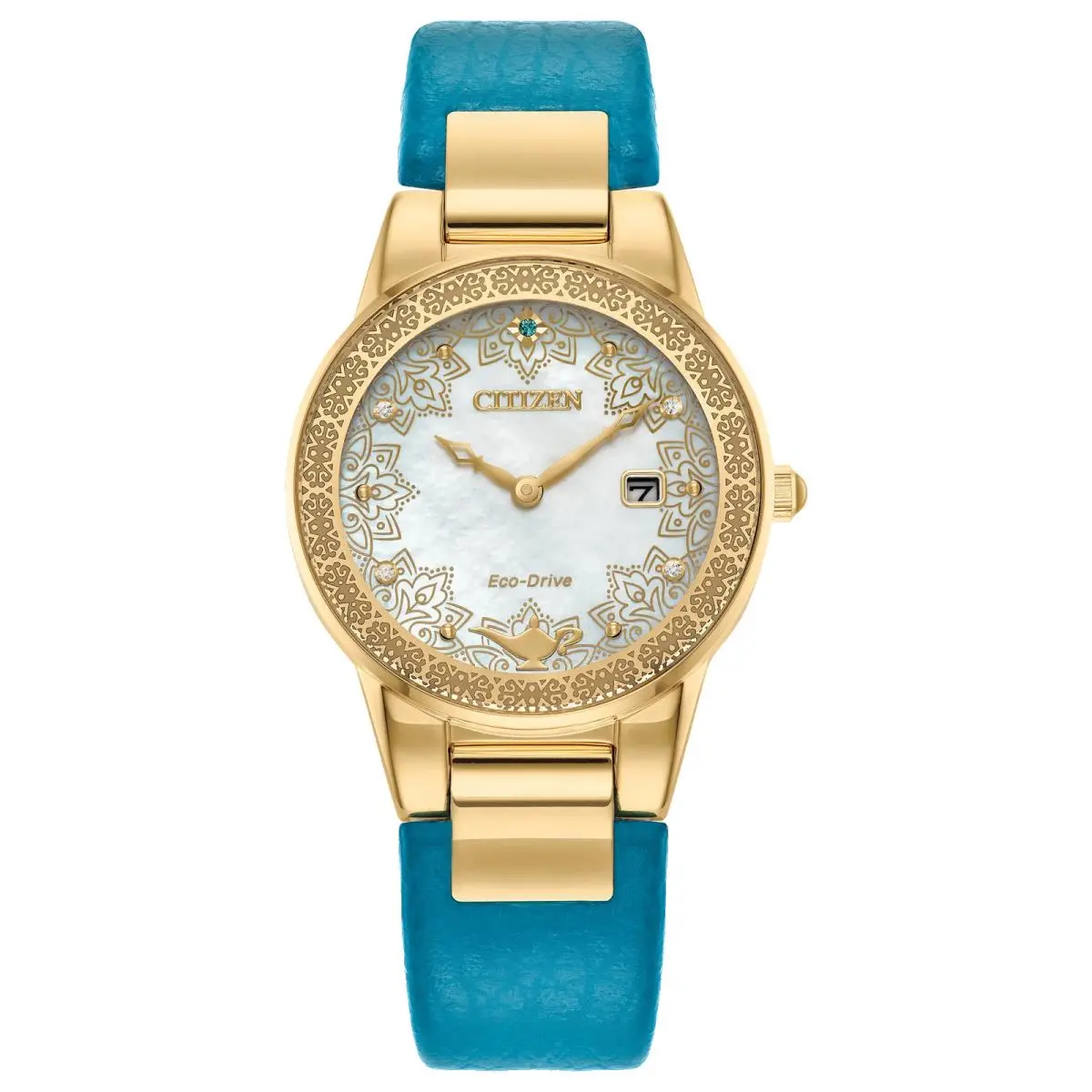 Citizen Disney Aladdin GA1072-07D White Dial Blue Strap 30MM Womens Watch - BLUE, Dial: White, Band: Blue